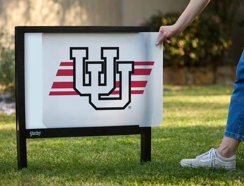 Utah University Stripe White Yardsy Sign - Interchangeable