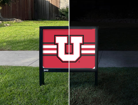 Utah Utes Stripe Red Yardsy Sign - Day Night