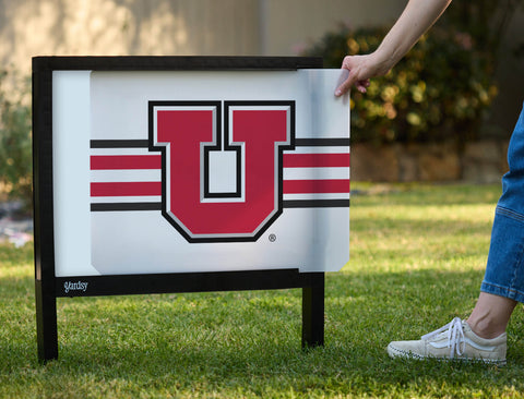 Utah Utes Stripe White Yardsy Sign - Interchangeable