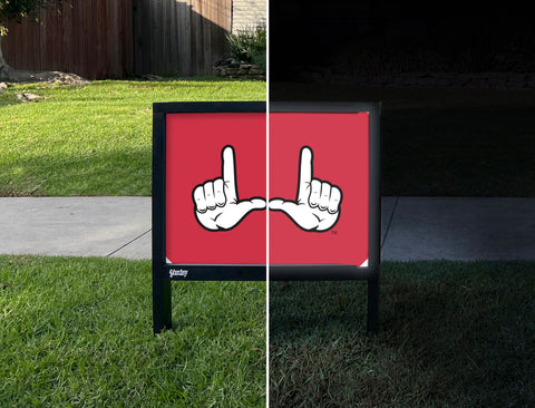 Utah "U" Hand Red Yardsy Sign - Day Night