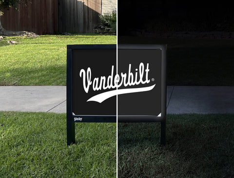 Vanderbilt University Script Black Yardsy Sign - Day Night