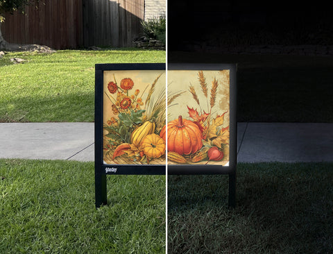 Vintage Fall Still Life Artistic Yardsy Sign - Day Night