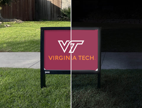 Virginia Tech Institutional Mark Maroon Yardsy Sign - Day Night