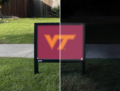 Virginia Tech VT Athletics Mark Maroon Yardsy Sign - Day Night
