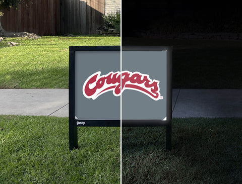 Washington State Cougars Wordmark Gray Yardsy Sign - Day Night