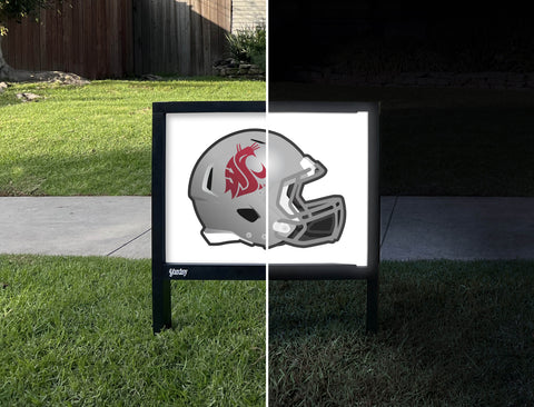Washington State Gray Helmet Mark White Yardsy Sign - Day Night