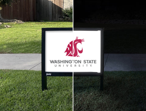 Washington State Institutional Mark White Yardsy Sign - Day Night