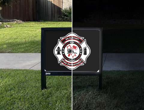 We Support Local Fire Department Yardsy Sign - Day Night
