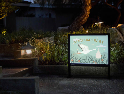 Welcome Baby Stork Yardsy Sign - Flat Feet