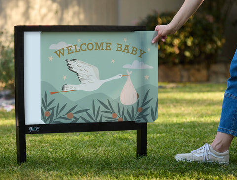 Welcome Baby Stork Yardsy Sign - Interchangeable