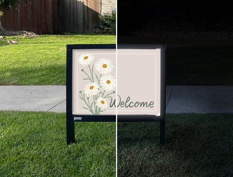 Welcome Bouquet Yardsy Sign - Day Night