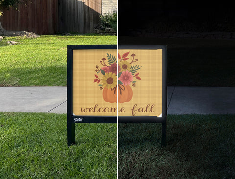 Welcome Fall Pumpkin Bouquet Autumn Yardsy Sign - Day Night