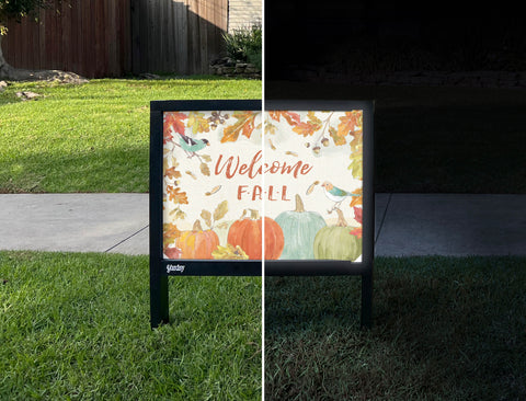 Welcome Fall Yardsy Sign - Day Night