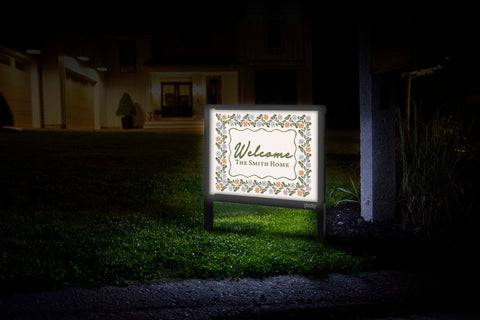 Welcome Floral Border Address Custom Yardsy Sign