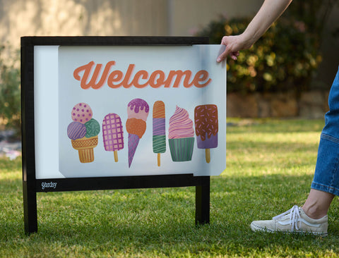 Welcome Ice Cream Yardsy Sign - Interchangeable