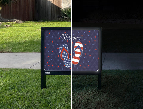 Welcome Patriot Yardsy Sign - Day Night
