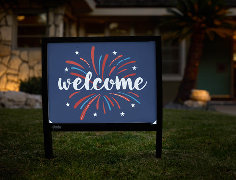 Welcome Patriotic Fireworks Yardsy Sign - Hero