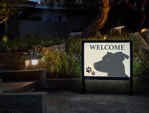 Welcome Puppy Dog Silhouette Yardsy Sign - Flat Feet