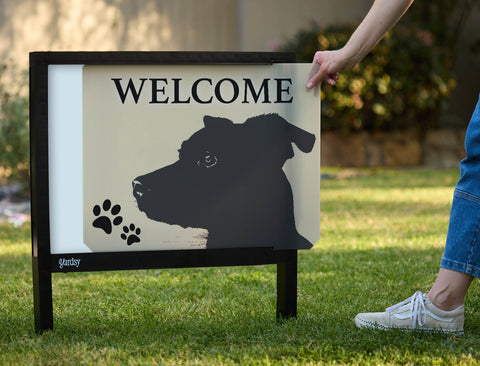 Welcome Puppy Dog Silhouette Yardsy Sign - Interchangeable