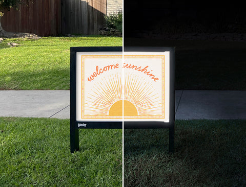 Welcome Sunshine Yardsy Sign - Day Night
