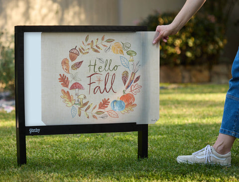 Welcoming Hello Fall Wreath Yardsy Sign - Interchangeable