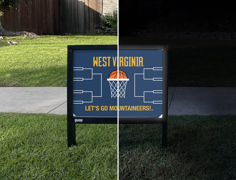 West Virginia Basketball Yardsy Sign - Day Night