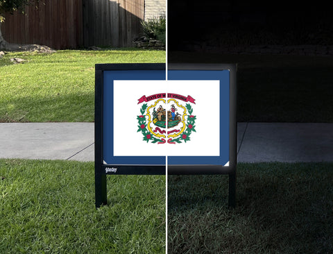 West Virginia State Flag Yardsy Sign - Day Night
