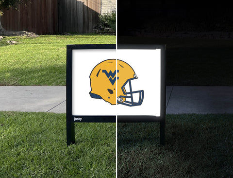 West Virginia Helmet Gold Mark White Yardsy Sign - Day Night