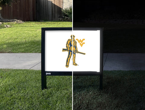 West Virginia Mountaineers Mark Gold Yardsy Sign - Day Night