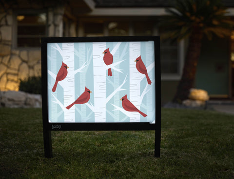 Winter Cardinals Yardsy Sign - Hero