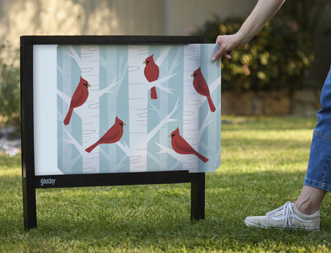 Winter Cardinals Yardsy Sign - Interchangeable