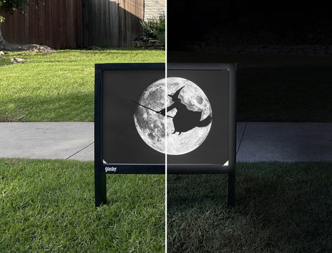 Witchy Moon Halloween Yardsy Sign - Day Night