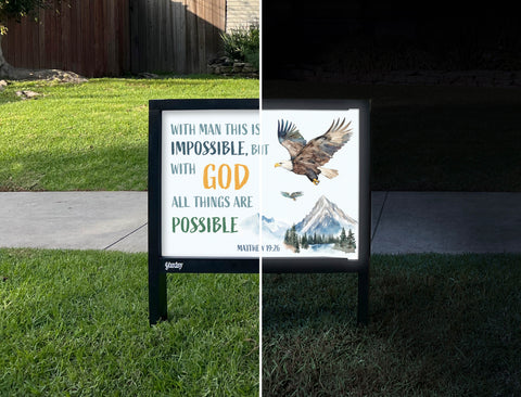 With God All Things Are Possible Yardsy Sign - Day Night