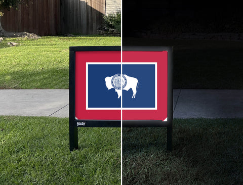 Wyoming State Flag Yardsy Sign - Day Night