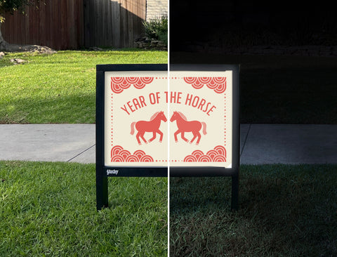Year Of The Horse Yardsy Sign - Day Night
