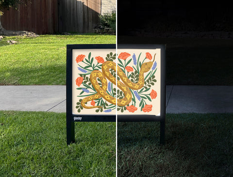 Year of the Snake Yardsy Sign - Day Night