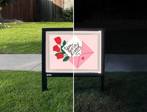You Are Loved Valentine's Envelope Yardsy Sign - Day Night