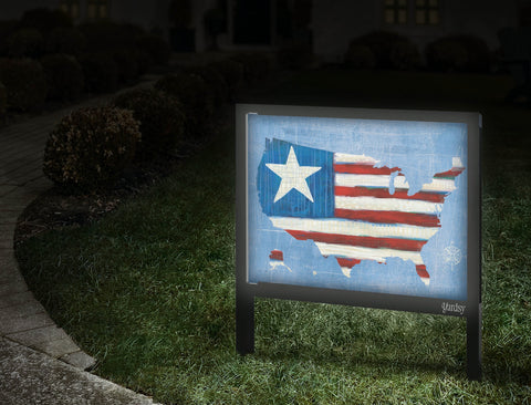 American Flag Yardsy Sign Walkway.Jpg