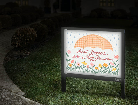 April Showers Bring May Flowers Yardsy Sign Walkway