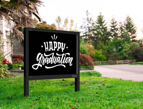 Black And White Happy Graduation Yard Sign Yard