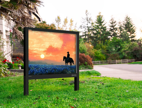 Blue Flower Cowboy Sunset Landscape Yard Sign Yard