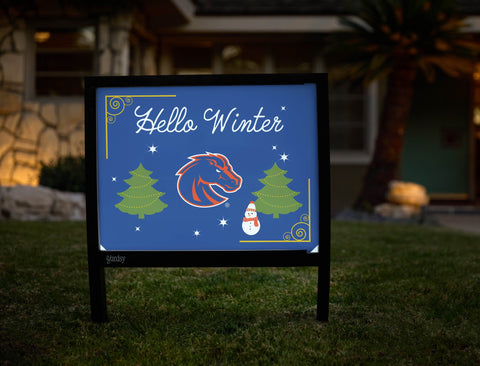 Boise State Hello Winter Yardsy Sign yard sign