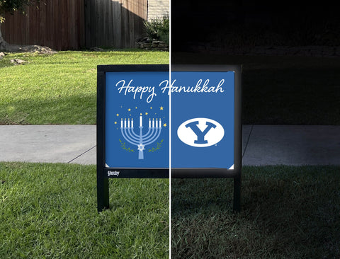 Brigham Young Happy Hanukkah Yardsy Sign yard sign