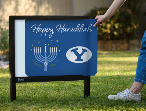 Brigham Young Happy Hanukkah Yardsy Sign yard sign
