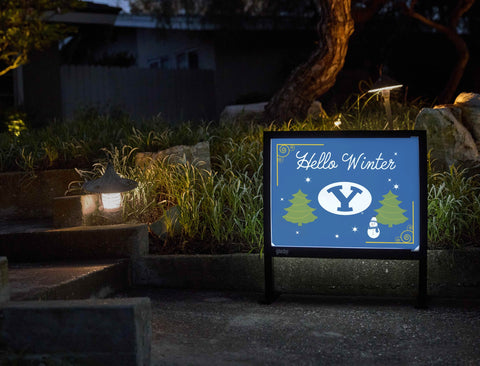 Brigham Young Hello Winter Yardsy Sign yard sign