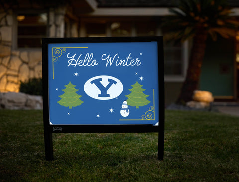 Brigham Young Hello Winter Yardsy Sign yard sign