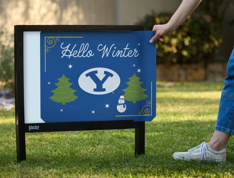 Brigham Young Hello Winter Yardsy Sign yard sign
