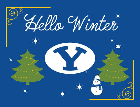 Brigham Young Hello Winter Yardsy Sign yard sign