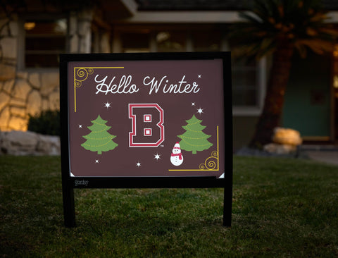 Brown Hello Winter Yardsy Sign yard sign