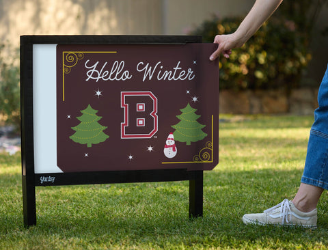 Brown Hello Winter Yardsy Sign yard sign